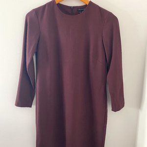 Theory - Maroon Long Sleeve Shift Dress